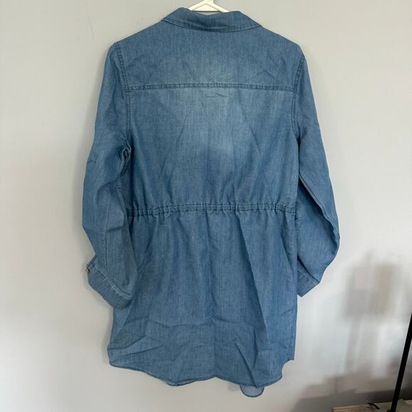 Ci Sono Blue Chambray Button Down Shirt Dress Size Large Knee Length - Picture 6 of 6
